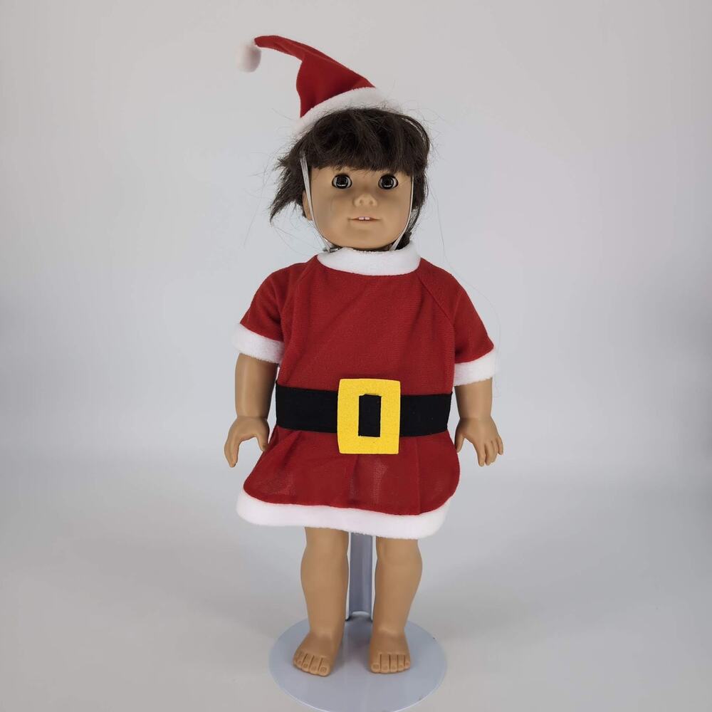 Unbranded Santa Clause Red & White Doll Dress & Matching Hat for 18" Dolls VGUC